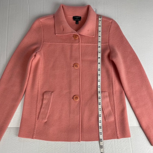 Talbots Coral Pink Merino Wool 2-Button Notched Collar Cardigan Blazer Size P - Picture 8 of 8